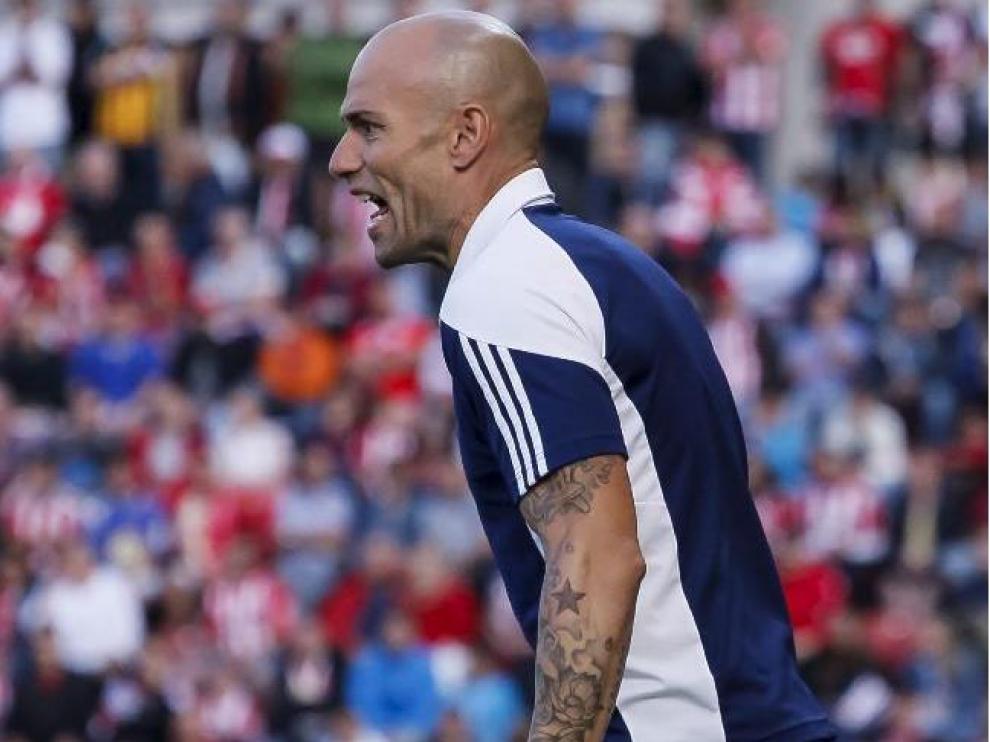 César Láinez, en junio de 2017, en el partido de Gerona.