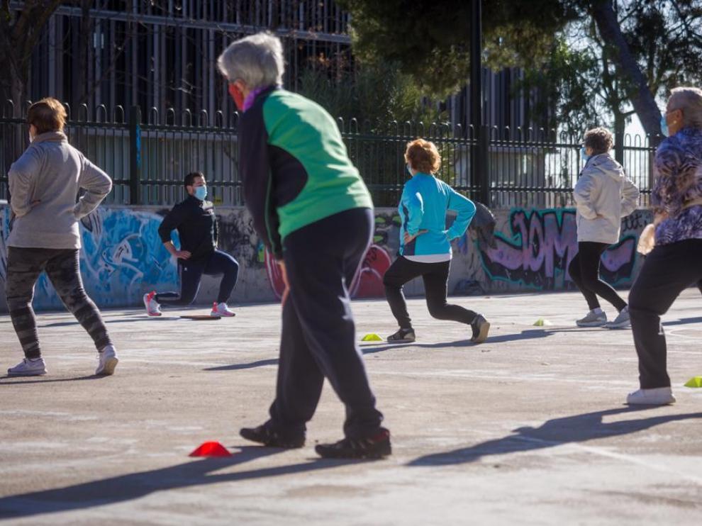 Actividades dirigidas al aire libre el pasado diciembre, en parque de Zaragoza.
