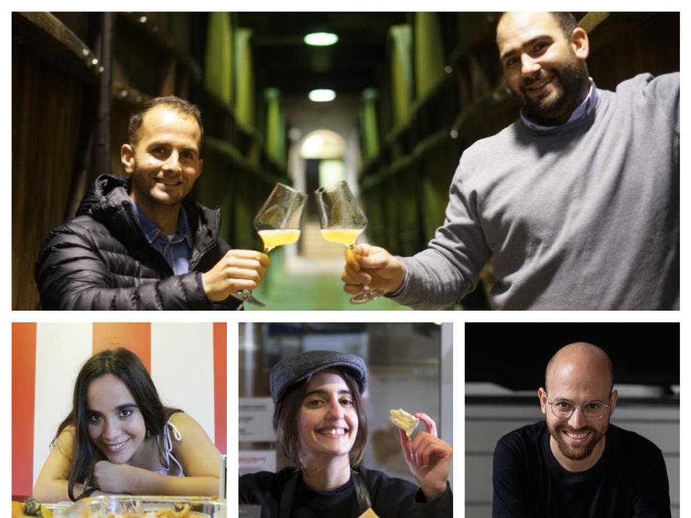 Arriba, Ion y Mikel Zapiain. Abajo, de izda. a dcha., Maitane Alonso, Clara Díez y Marc Coloma.