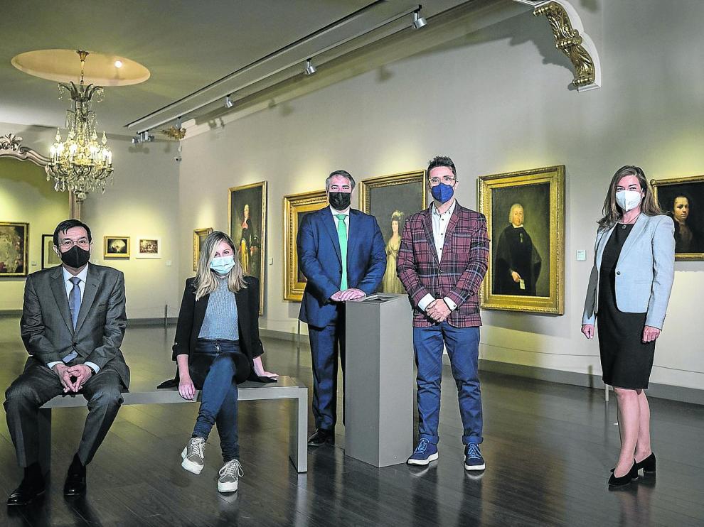 Javier Galdós, Esther Borao, Juan Manuel Chicote, Pedro Pablo Andreu y Ana Solana, en el Museo Goya.