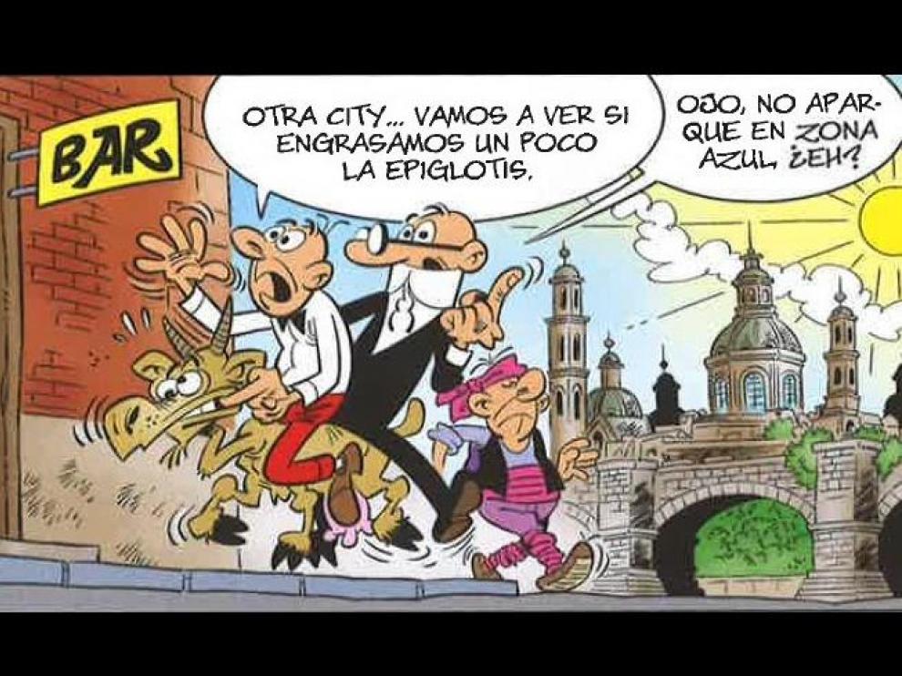 Una de las viñetas, cuya acción transcurre en Zaragoza