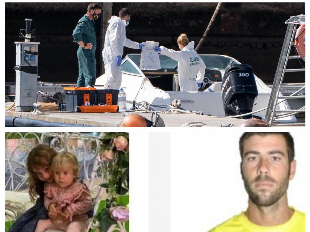 Combo de imágenes de las labores de búsqueda, de las niñas y el padre desaparecido