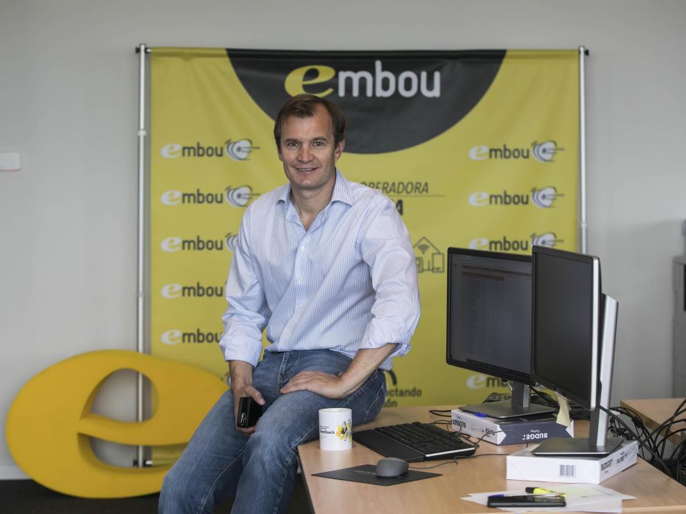 Meinrad Spenger, consejero delegado de Masmóvil, en la sede de la zaragozana Embou.