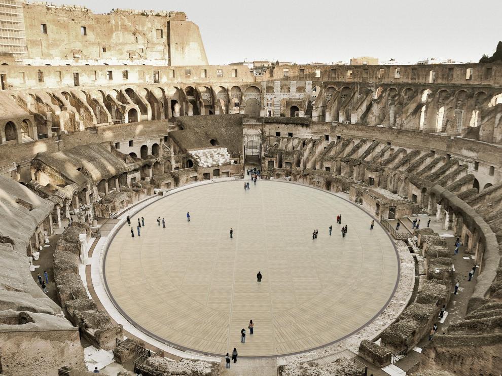 Vista del proyecto aprobado por Italia para devolver al Coliseo de Roma su "arena"