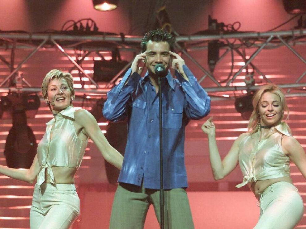 David Civera durante uno de los ensayos de su actuación en 2001.