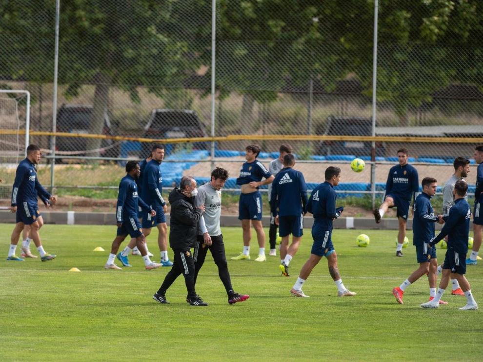 Imagen de uno de los últimos entrenamientos del Real Zaragoza esta semana, la del fin de temporada.