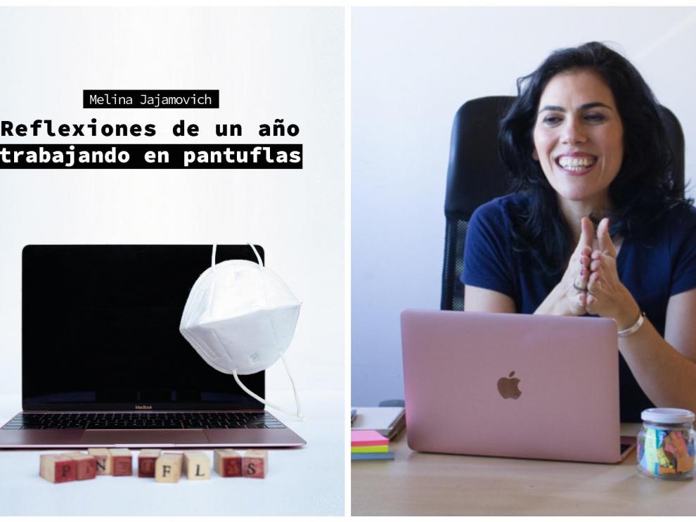 Melina Jajamovich y su libro, ‘Reflexiones de un año trabajando en pantuflas’.