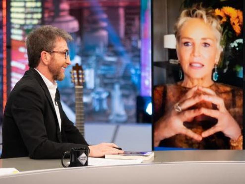 La actriz estadounidense Sharon Stone fue entrevistada este lunes en 'El Hormiguero'