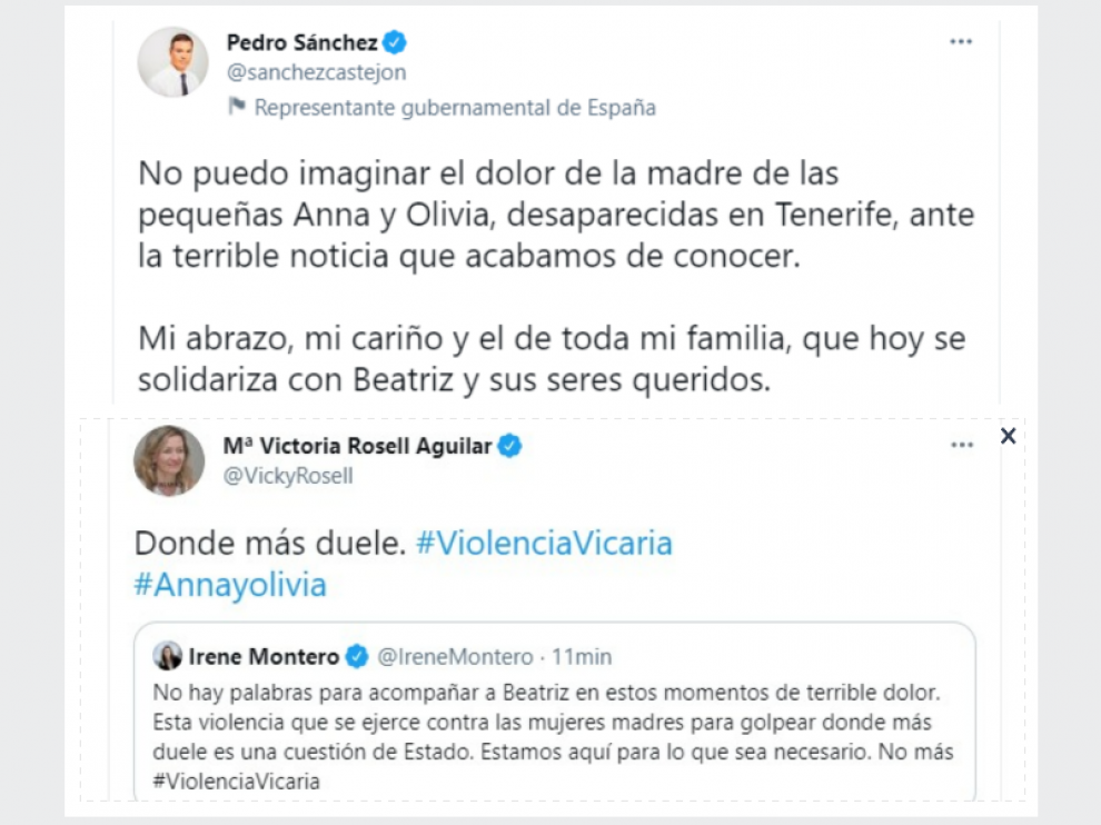 Primeras reacciones del Gobierno tras el hallazgo del cuerpo de una de las niñas desaparecidas en Tenerife.