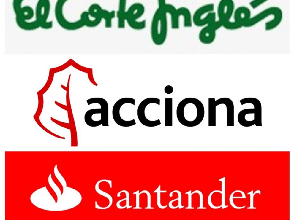 Logos de El Corte Inglés, Acciona y Banco Santander