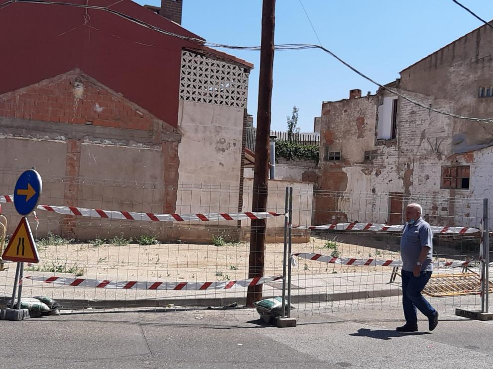 Vallado de la obra en Valdefierro.
