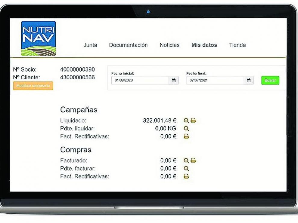 Liquidación de agricultores del modulo de gestión de cooperativas del ‘software’.