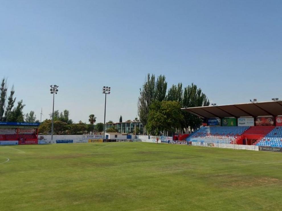 Campo de La Planilla de Calahorra (La Rioja), donde el Real Zaragoza juega este martes su primer amistoso de pretemporada.