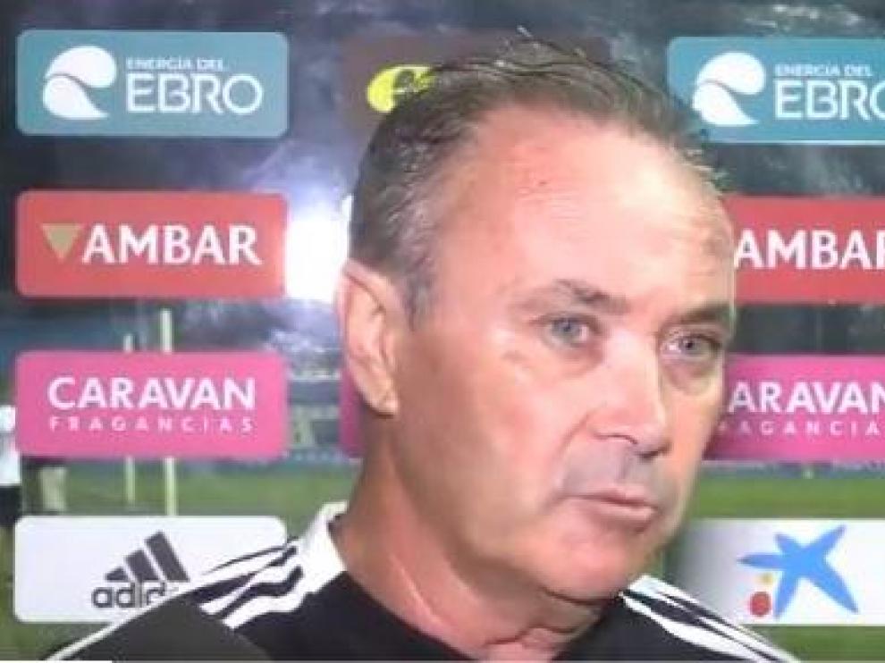 Juan Ignacio Martínez 'Jim', en la medianoche del sábado tras ganar 0-2 el Real Zaragoza al Elche en Murcia.