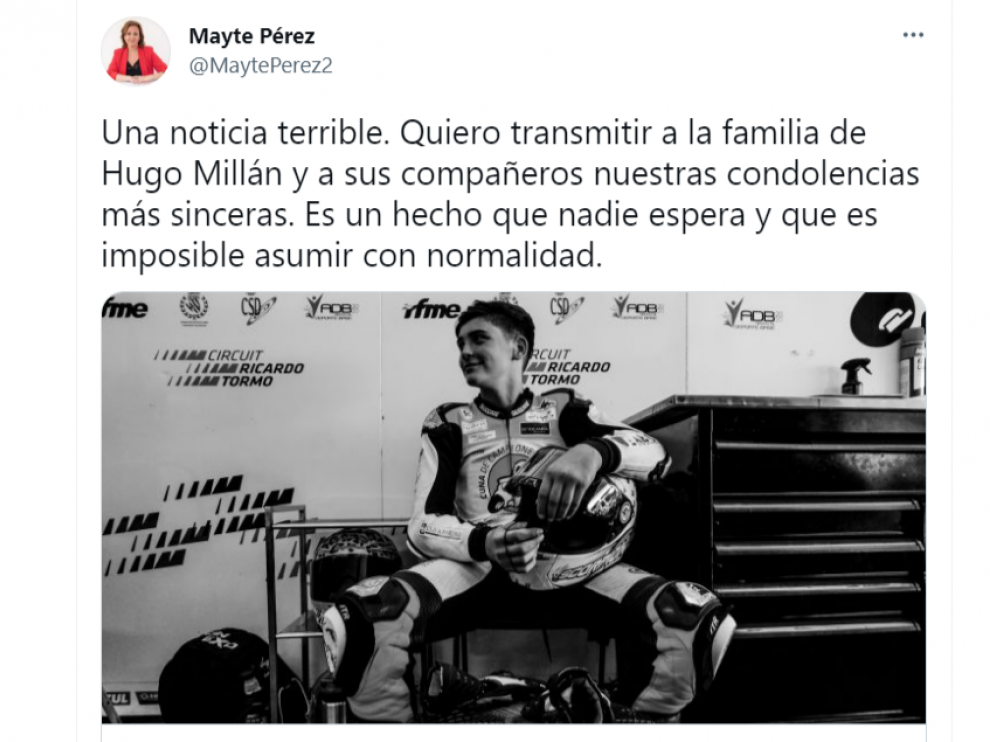 Tuit de la consejera Mayte Pérez.