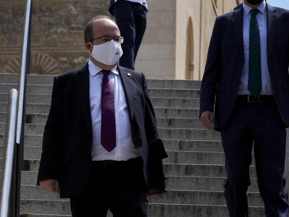 El ministro Miquel Iceta asiste a la retransmisión del 44º Comité de Patrimonio Mundial de la Unesco, en el Auditorio del Museo del Prado el pasado jueves.
