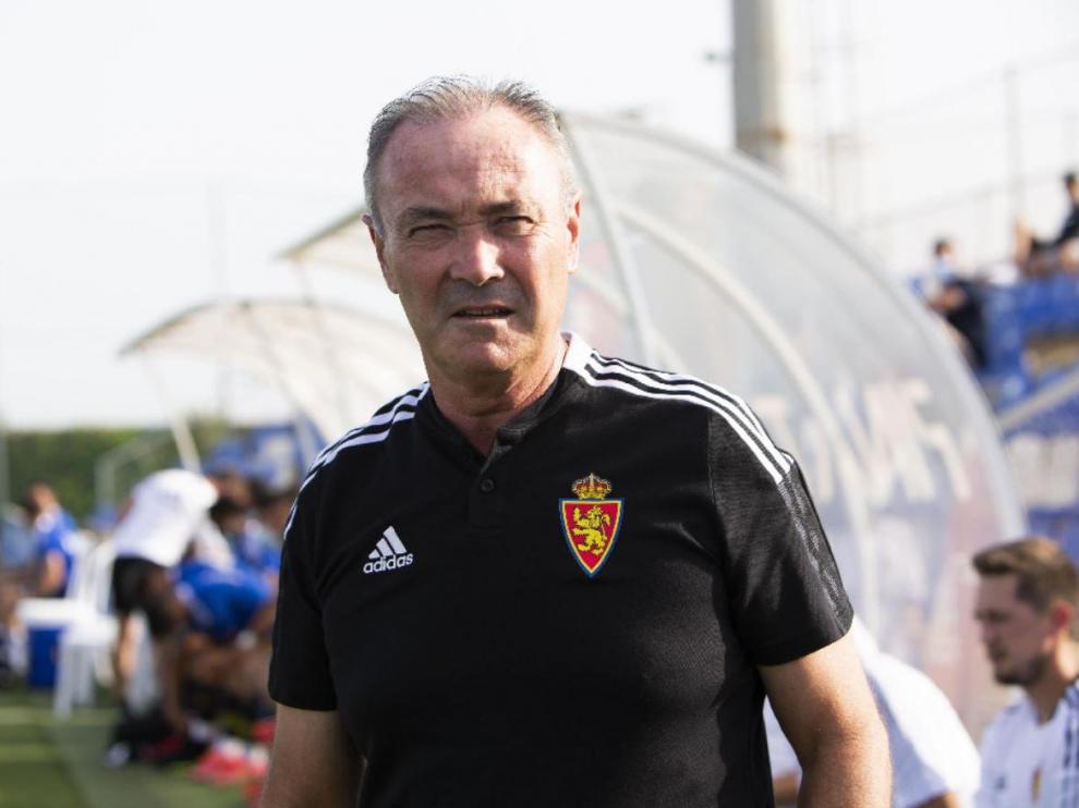 Juan Ignacio Martínez 'Jim', esta tarde de viernes en el Pinatar Arena de Murcia antes de comenzar el partido Atromitos Atenas-Real Zaragoza.