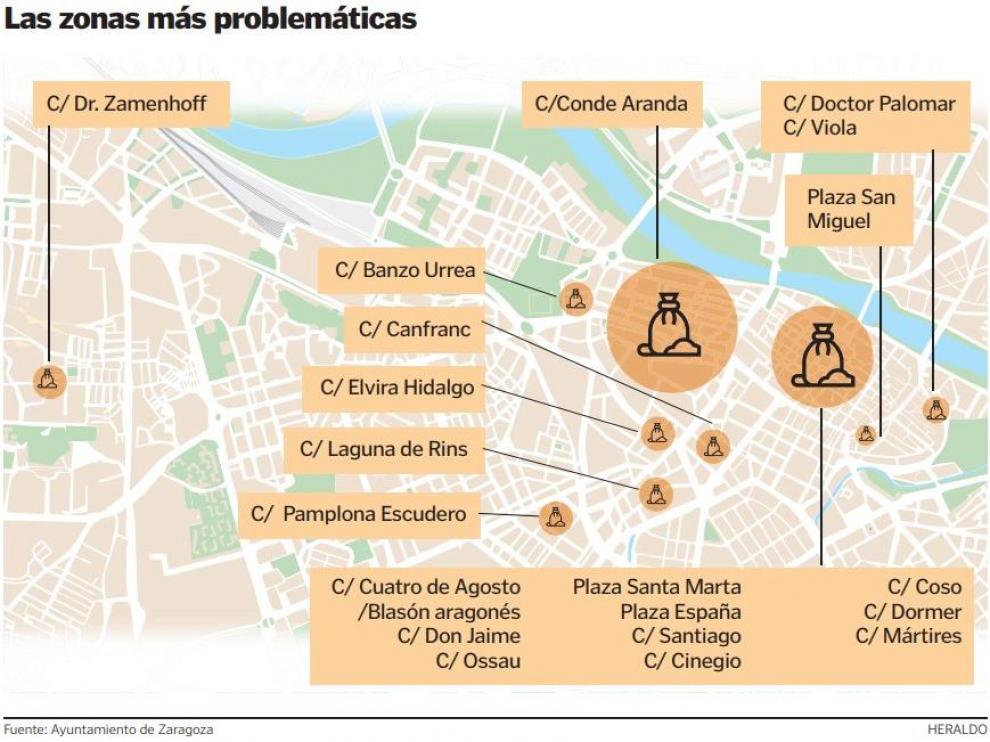 Puntos negros detectados por el Ayuntamiento de Zaragoza