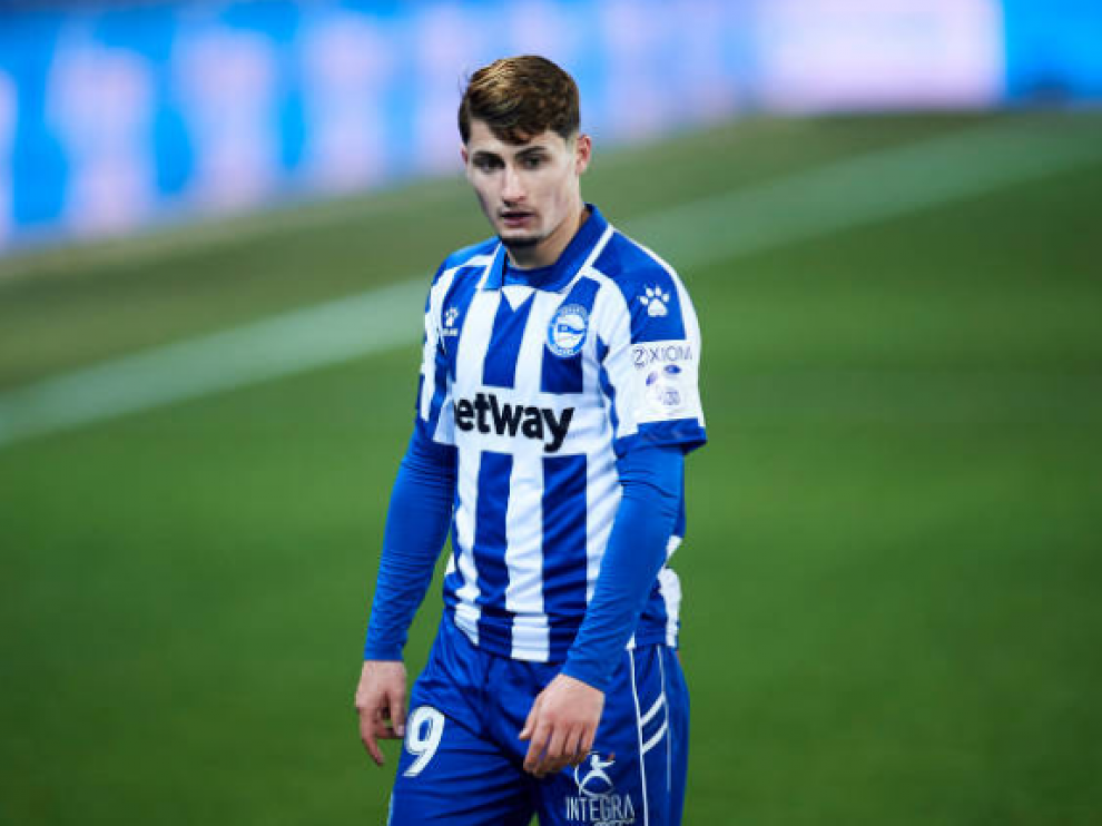 Borja Sainz, en un partido con el Deportivo Alavés la temporada pasada.