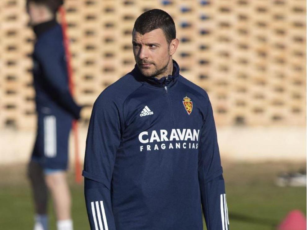 Haris Vuckic, en un entrenamiento del Real Zaragoza en la Ciudad Deportiva.