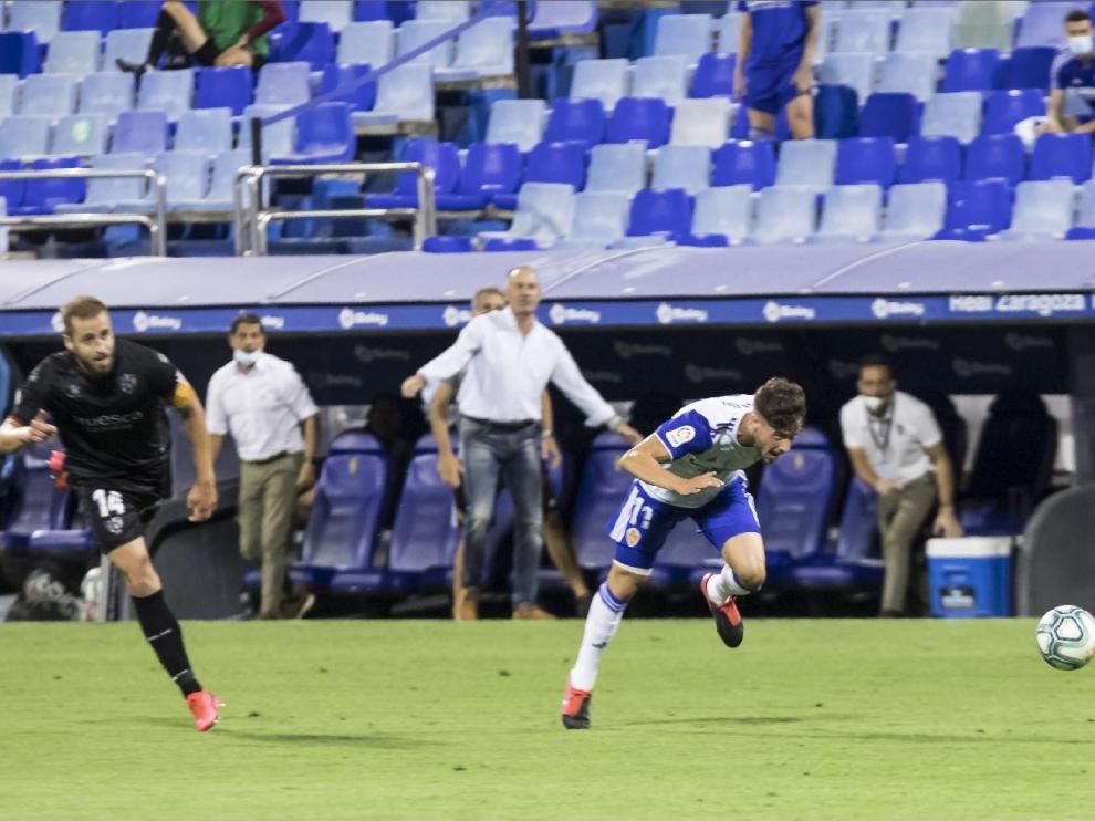 Imagen histórica del último Real Zaragoza-Huesca jugado en La Romareda, el 29 de junio de 2020, hace un año y tres meses.