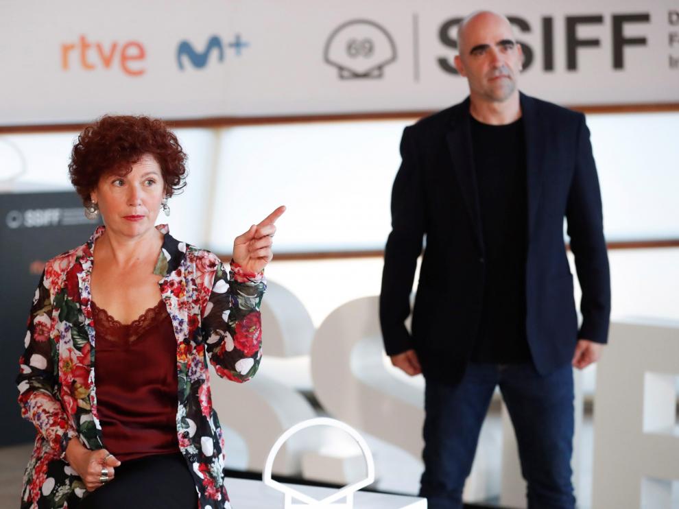 Icíar Bollaín y Luis Tosar en la presentación de 'Maixabel'.
