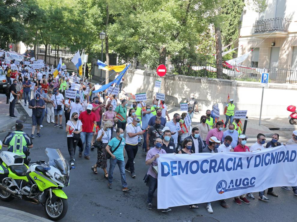 Manifestación de guardias civiles en Madrid para pedir mejoras en sus condiciones.