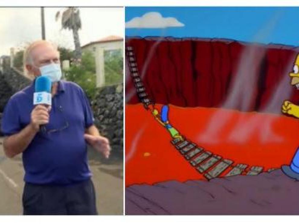 Los memes de la 'arriesgada' crónica de Pedro Piqueras cubriendo la erupción del volcán desde La Palma
