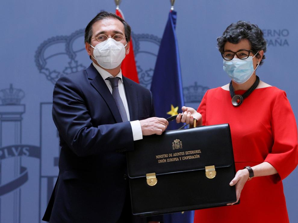 González Laya, durante el traspaso de la cartera ministerial