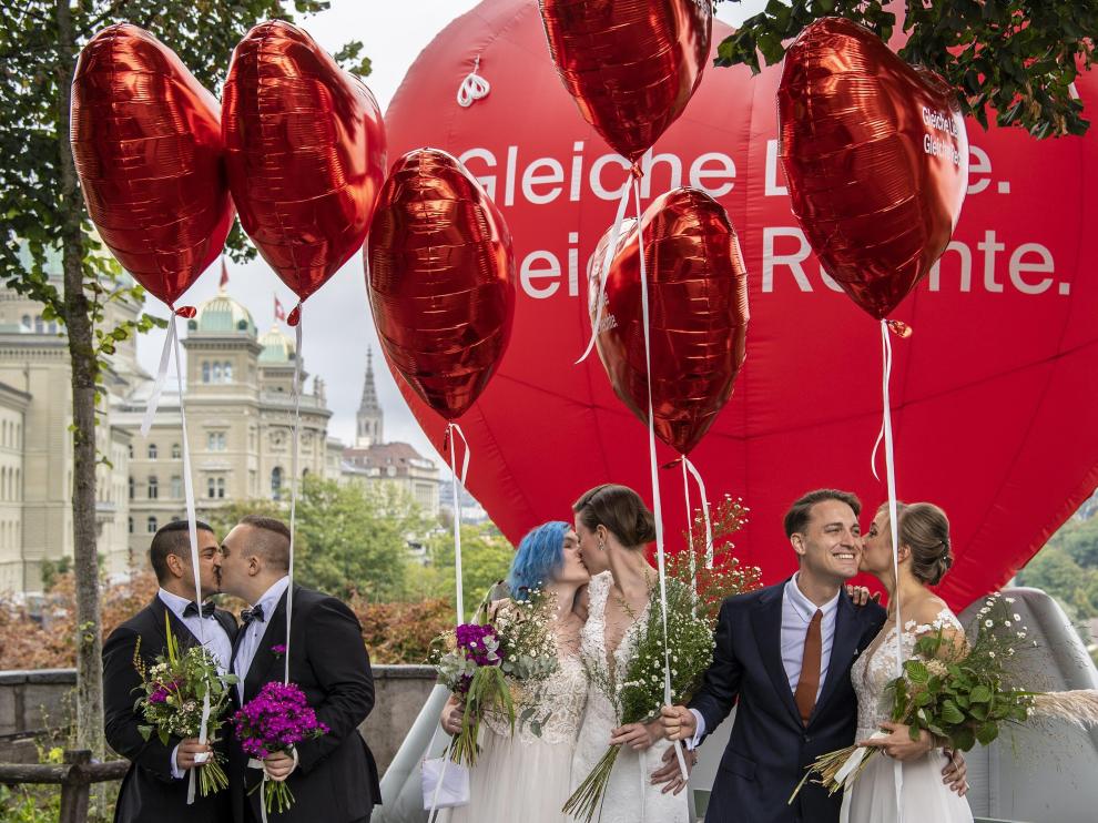 Integrantes de la organización 'Operación Libero' por "el matrimonio para todos". SWITZERLAND REFERENDUM