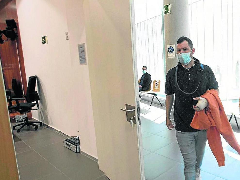 El acusado, cuando se celebró el juicio en mayo de 2020 en la Audiencia de Zaragoza.