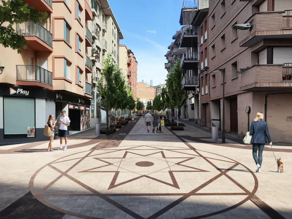 Recreación de la futura imagen de la avenida del Pilar de Monzón.