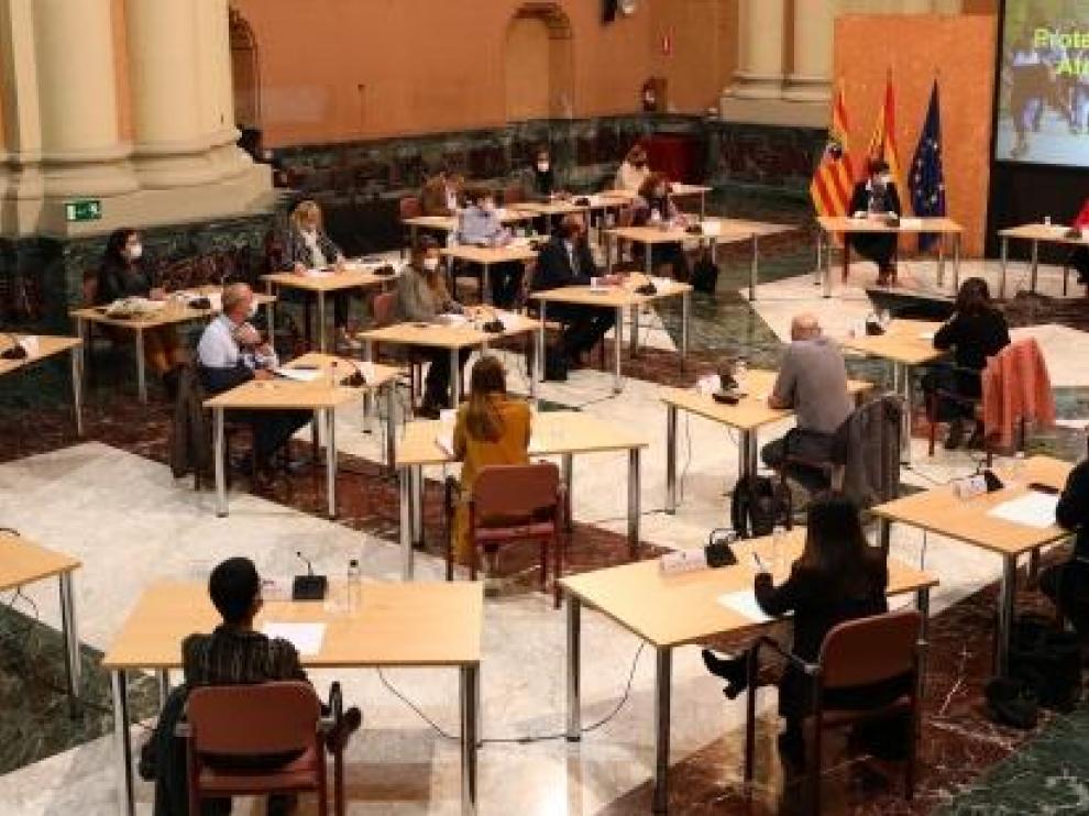 Reunión de coordinación del protocolo de acogida de personas migrantes celebrada este martes en Zaragoza