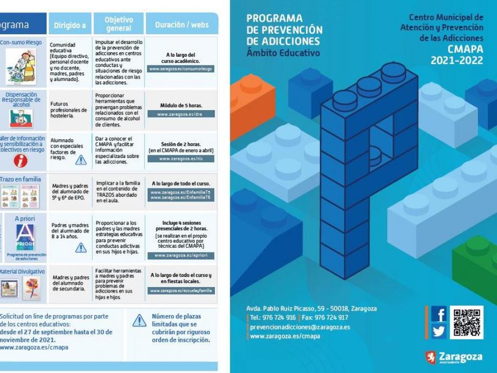 Folleto del CMAPA con todos los programas de prevención