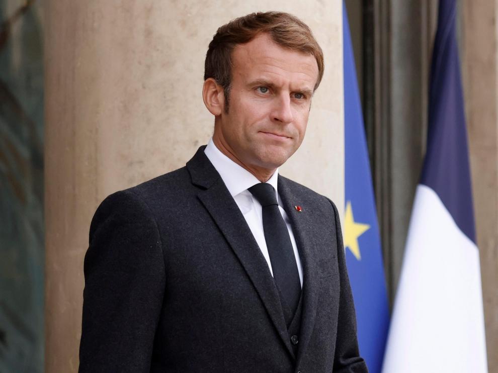 Emmanuel Macron en el Palacio del Elíseo, esta mañana.