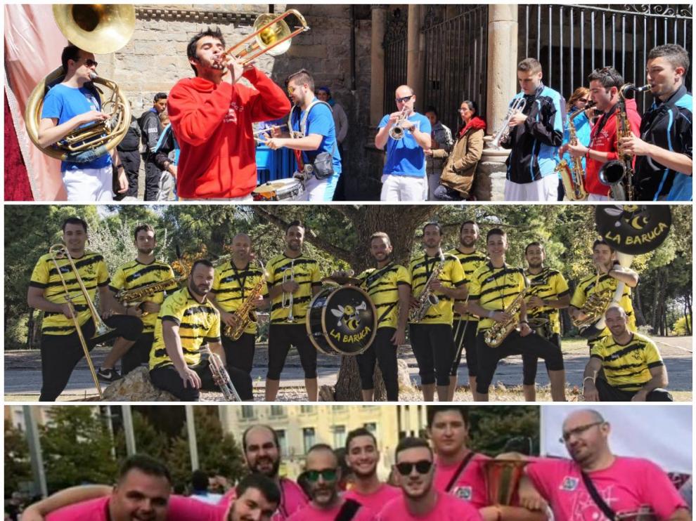 De arriba abajo, charangas Os Mozés, La Baruca y A Vorem.