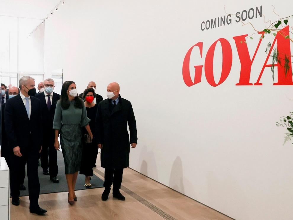La reina Letizia en la inauguración de la exposición de Goya en Suecia.