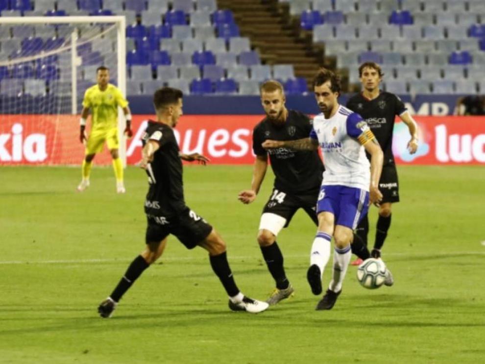 Eguaras, Juan Carlos, Mosquera y Pulido, en el último derbi en La Romareda.