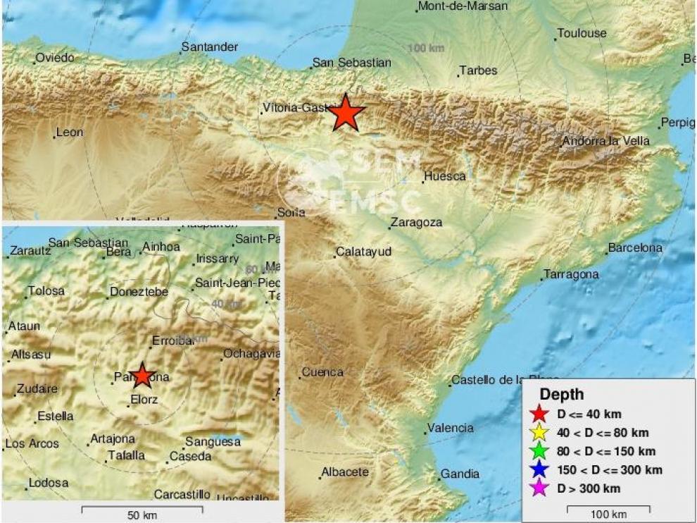 Un temblor sísmico de 3,9 grados se siente en Pamplona y su comarca