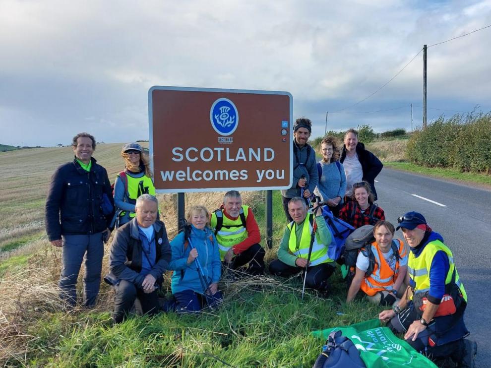 El grupo de aragoneses que han caminado hasta Glasgow
