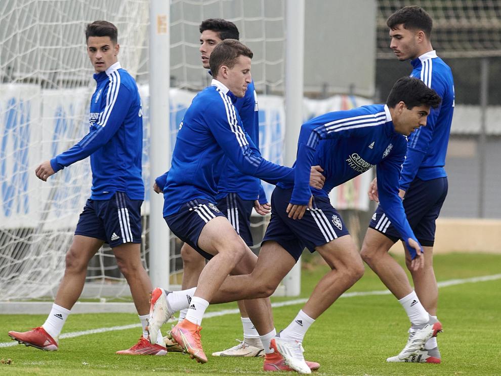 Entrenamiento del Real Zaragoza para preparar el choque contra el Mirandés