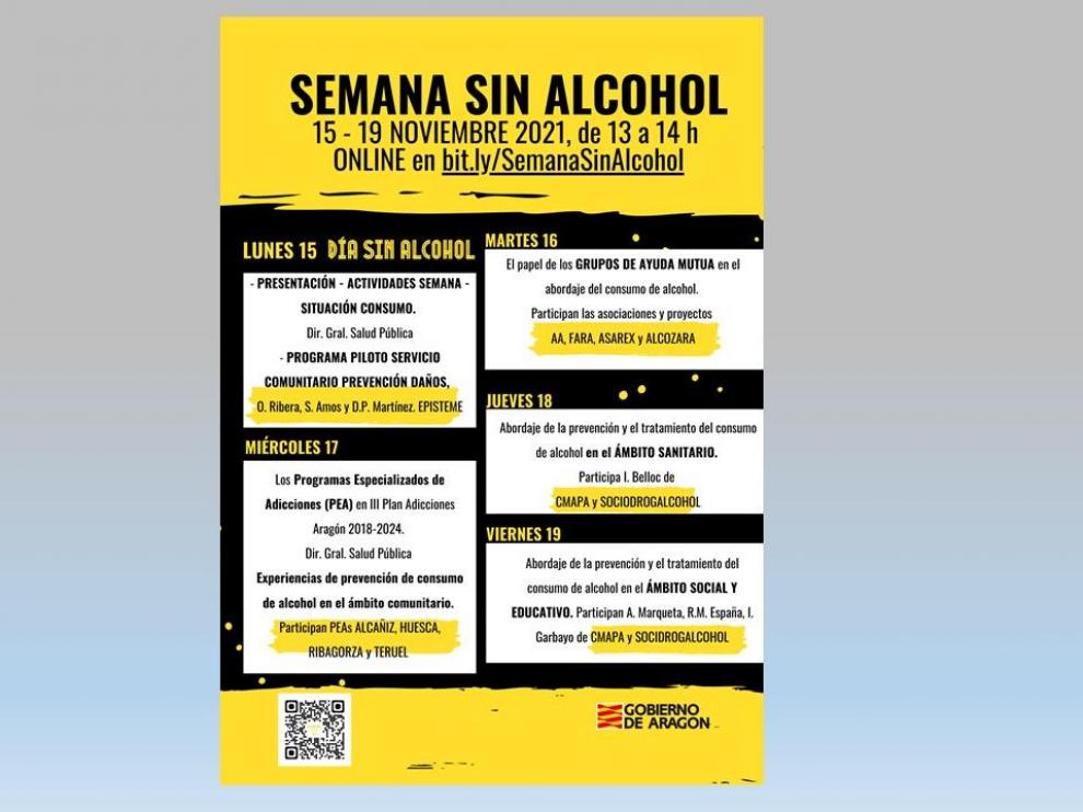 Cartel de la Semana Sin Alcohol del Gobierno aragonés.