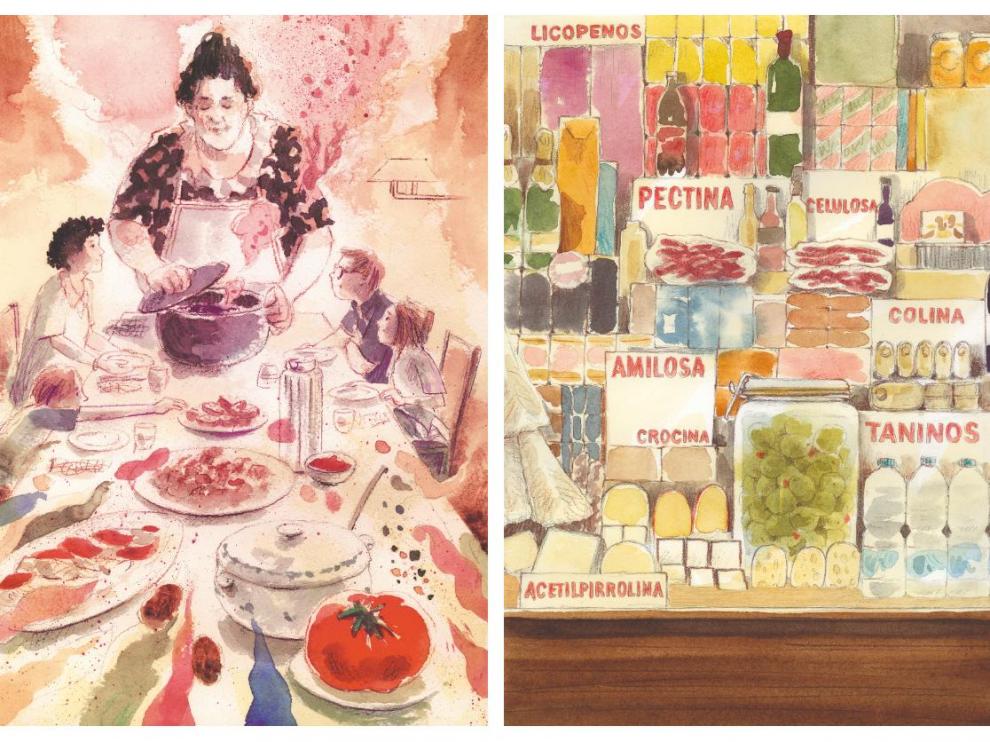 Dos de las ilustraciones que Kim Amate ha creado para 'La ciencia del chup chup'.