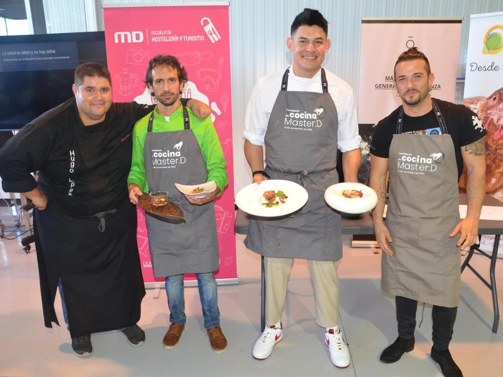Hugo López, Jesús Jiménez, Ariel Munguía y Carlos Maldonado, con los platos ganadores.