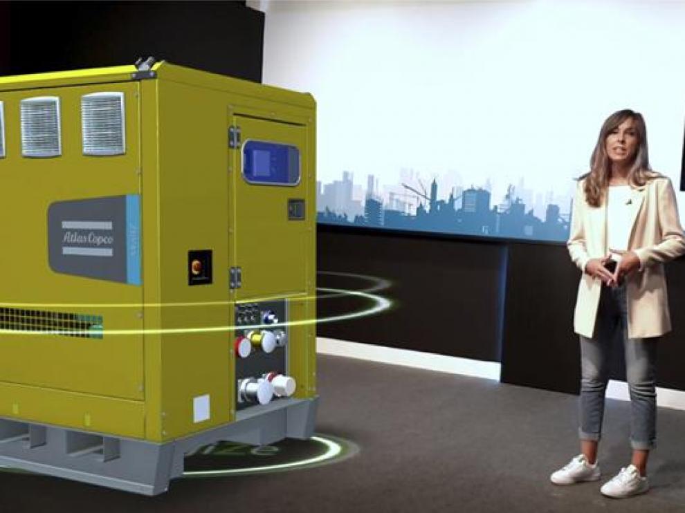 Realidad aumentada sobre el escenario de un lanzamiento virtual de la empresa.