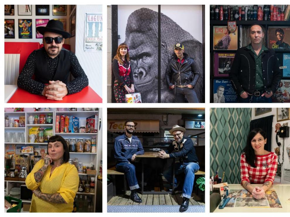 De izquierda a derecha y de arriba a abajo: Cuti, Anaskiss Mapache & Sergio Zarayorkers, Sam Tejuelas, Kuky, Mario & Francho Angás y Lois O'Hara.