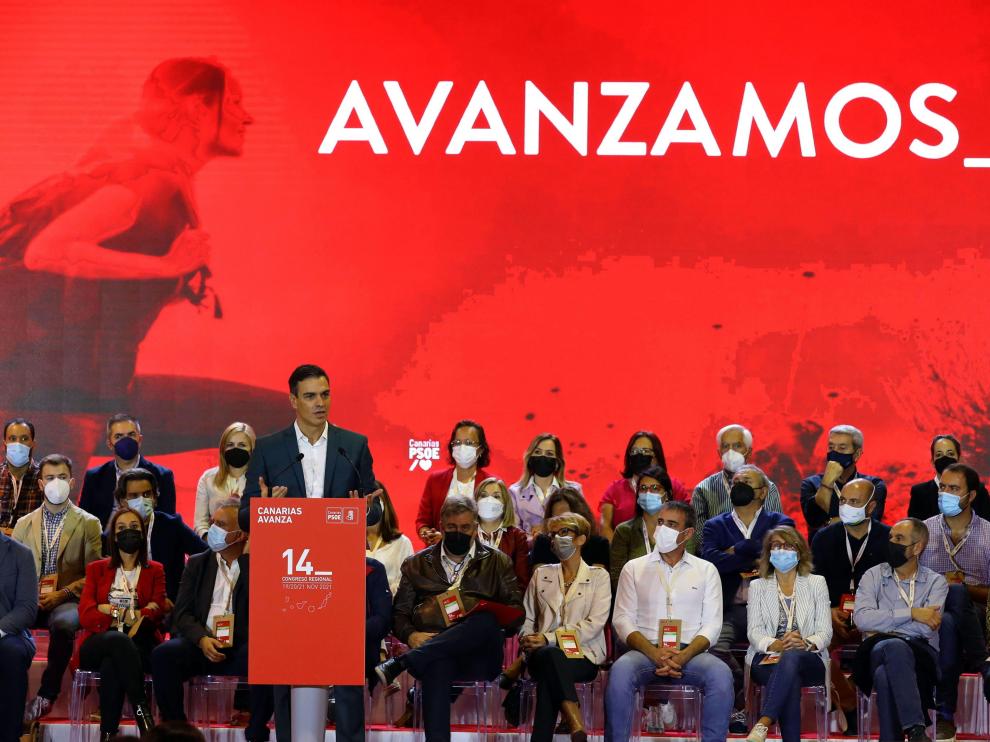 El presidente del Gobierno Pedro Sánchez, en el 14 Congreso del PSOE de Canarias.