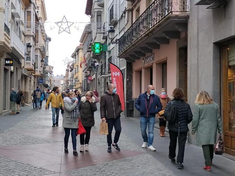 Las calles de Jaca, donde la incidencia alcanza los 495 casos por cada 100.000 habitantes a siete días, ayer