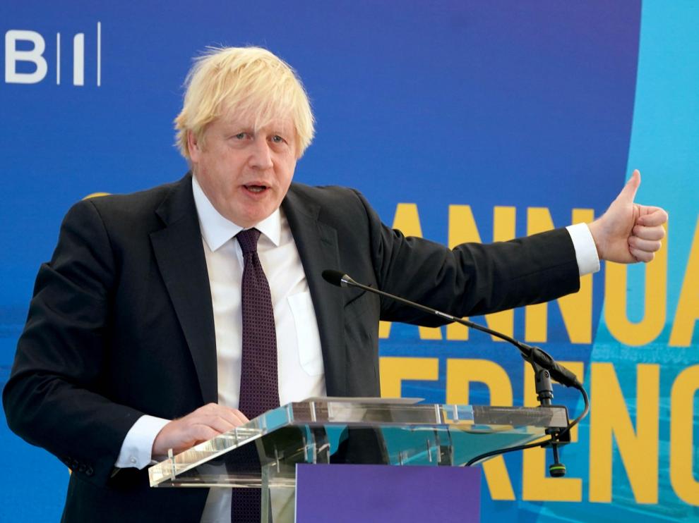 Boris Johnson, durante el discurso en el que citó a Peppa Pig.