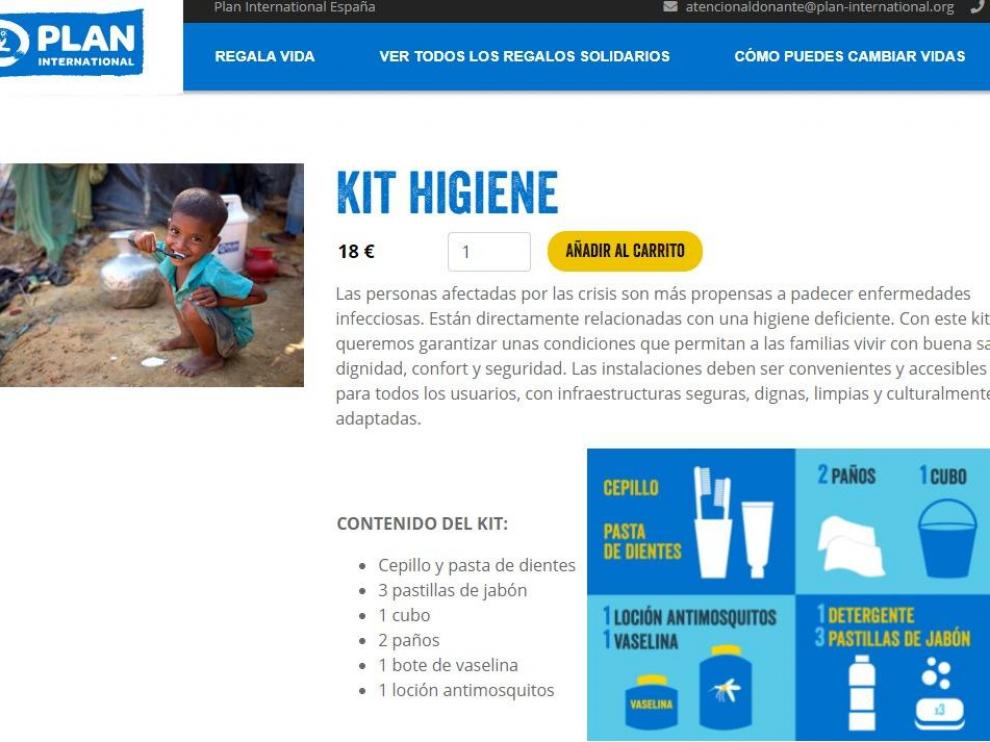 Kit higiene de la ong Plan Internacional.